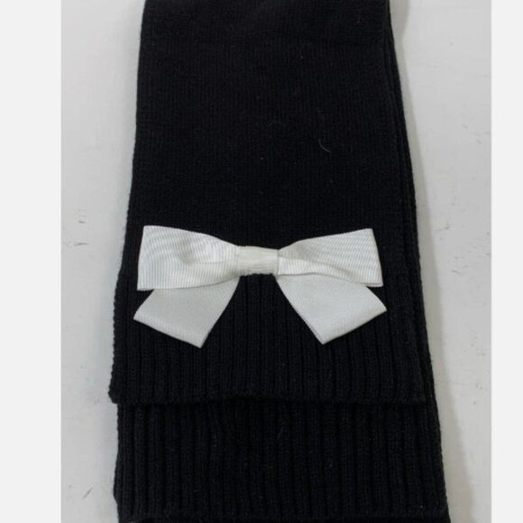 Kate Spade Black Cream Grosgrain Bows Muffler Scarf NWT - Picture 2 of 4